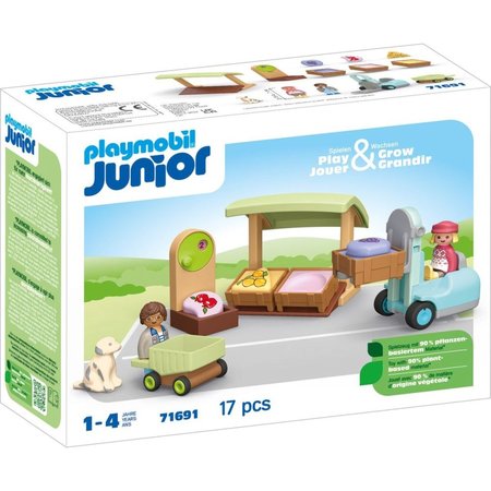 PLAYMOBIL 71691 Junior: Stnek s biopotravinami a vysokozdvin vozk