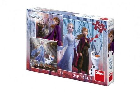 Dino Puzzle 3v1 Ledov krlovstv II/Frozen II 3x55dlk v krabici 27x19x4cm