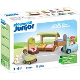 PLAYMOBIL 71691 Junior: Stnek s biopotravinami a vysokozdvin vozk