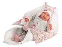 Llorens 84460 NEW BORN - realistická panenka miminko se zvuky a měkkým látkovým tělem 44cm