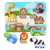 Lucy & Leo 224 Zvířátka ze safari- dřevěné vkládací puzzle 7 dílů